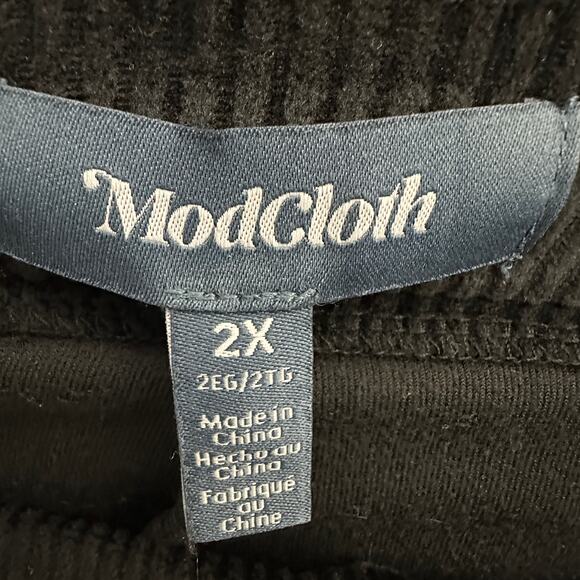 ModCloth Wide Leg Pants Womens 2X Black Velvet High Rise Pull On Boho Clean Girl - Picture 6 of 7